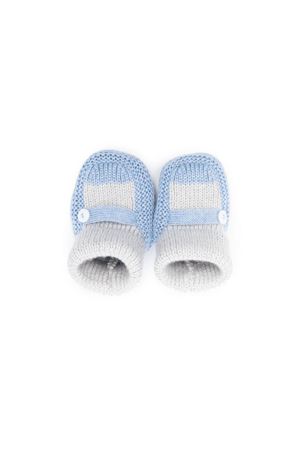 Light blue and grey wool knitted slippers LITTLE BEAR KIDS | 7141GRIGIOAZZURRO